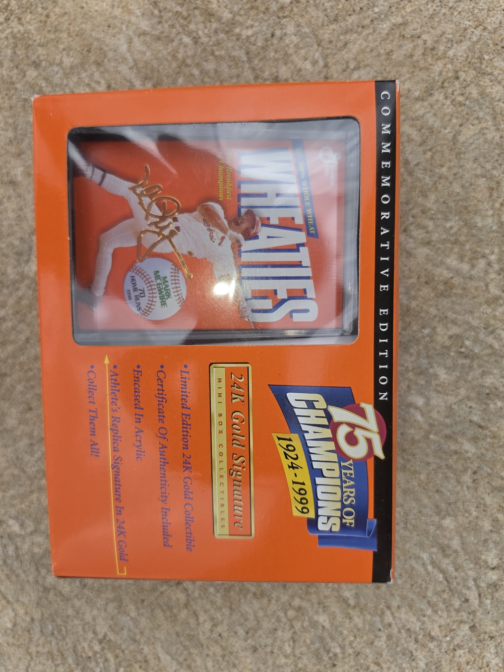 Commemorative 75 Years of Champions Wheaties 24K Gold Signature Box
